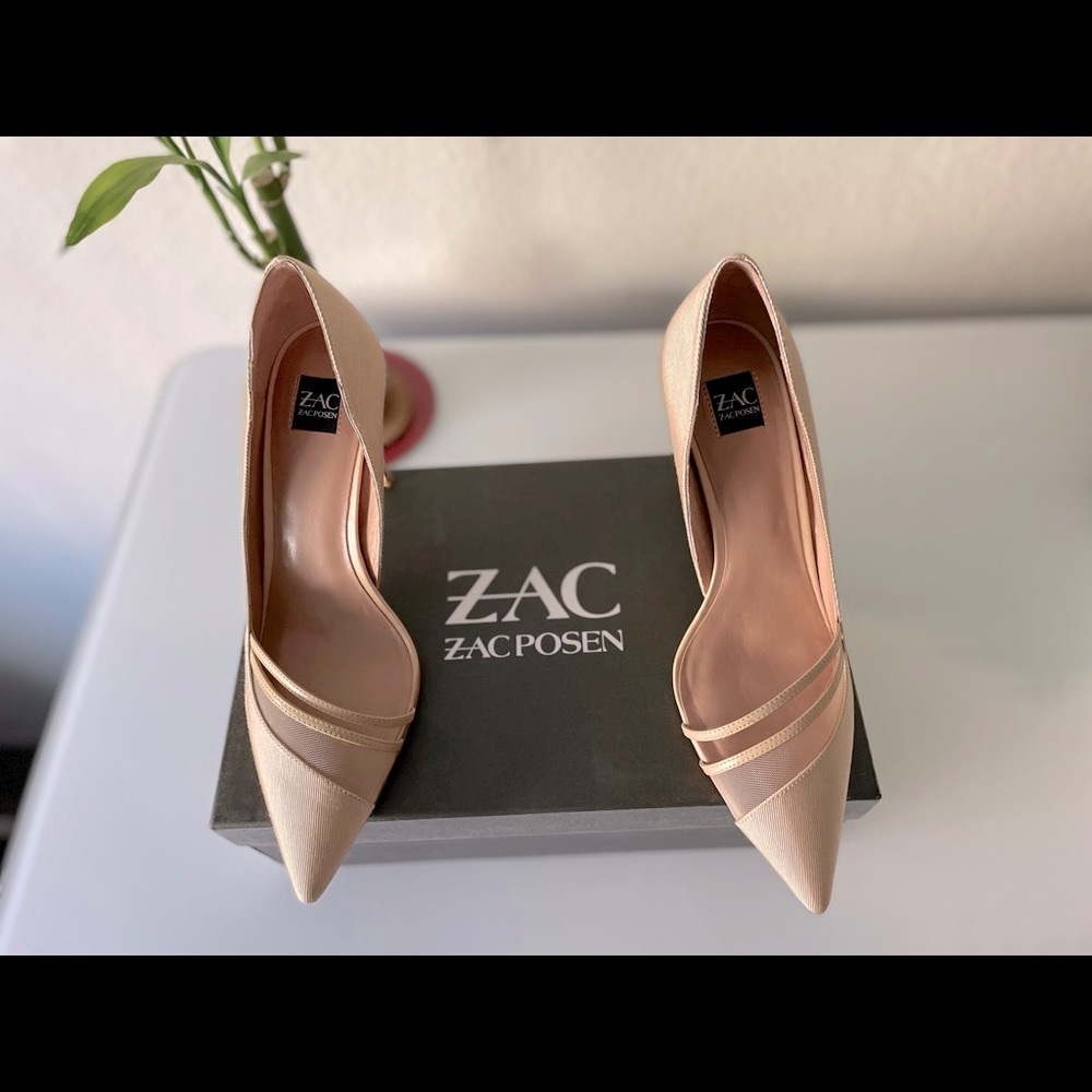 ZAC Zac POSEN “Valerian” Mesh Inset Pumps- Latte